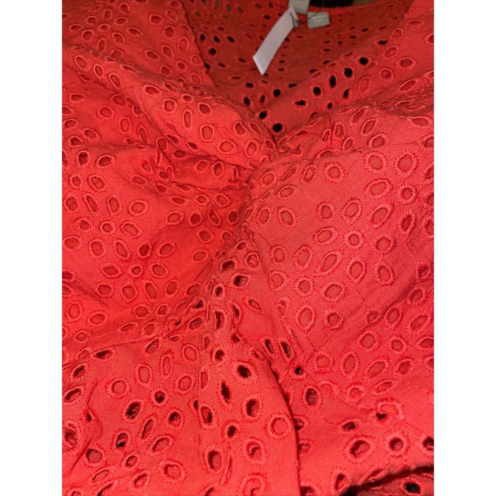 Asos Eyelet V-Neck Blouse Women's Size 0 Long Sleeve Red NWT - Picture 5 of 9